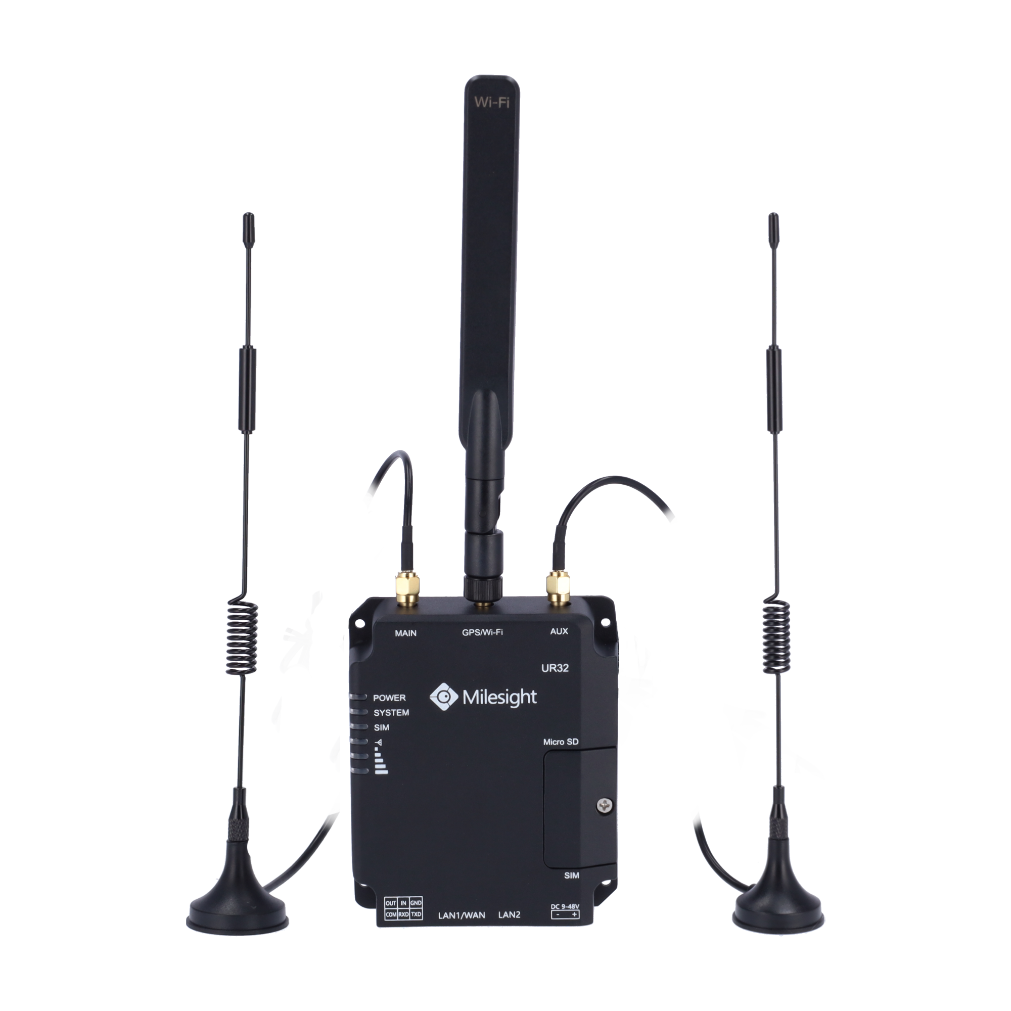 Milesight - Industriel Router 4G WiFi PoE - 2 Ethernet porte RJ45 10/100 - PoE 802.3 af/at | microSD slot - Dual SIM kort slot 4G/3G - WiFi 802.11 b/g/n