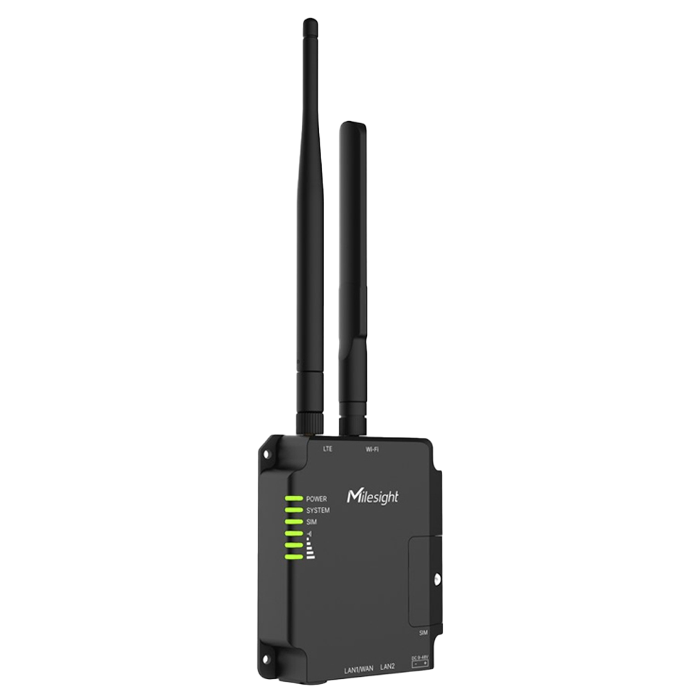 Milesight - Industriel Router 4G PoE - 2 Ethernet porte RJ45 10/100 - PoE 802.3 af/at - SIM kort slot 4G/3G - DIN, væg eller bordmontage