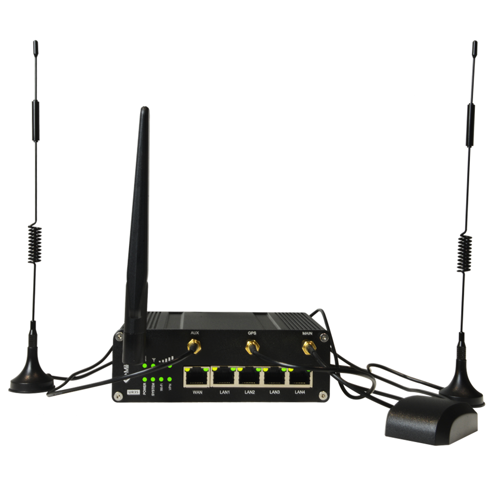 Milesight - Industriel Router 4G WiFi GPS PoE - 5 porte 10/100 (4 PoE porte) - PoE 802.3 af/at | microSD slot - Dual SIM kort slot 4G/3G - WiFi 802.11 b/g/n | GPS Positionering