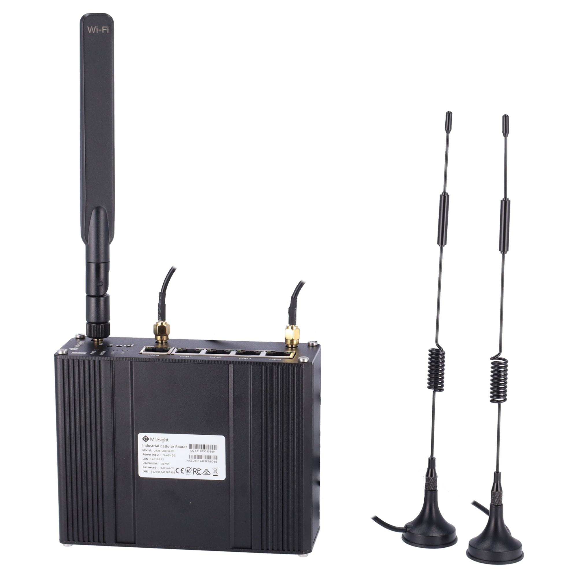 Milesight - Industriel 4G WiFi Router - 5 porte 10/100 - MicroSD slot - Dual SIM kort slot 4G/3G - WiFi 802.11 b/g/n