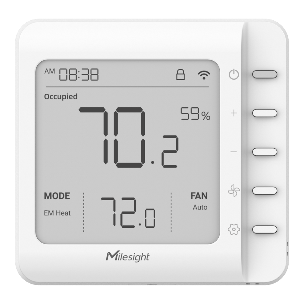 Temperaturovervågning og alarm - Hotel system kompatibilitet - Frostbeskyttelse - LoraWan trådløs implementering - Op til 1000 optegnelser i termostat