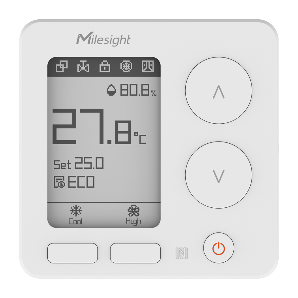Kompatibel med 2/4 rør FCU - Understøtter 8 brugerdefinerede tidsplaner - Ergonomiske knapper - 3 temperaturmodi og 4 ventilationsmodi - Nemt installerbart design - Integration med DI kort