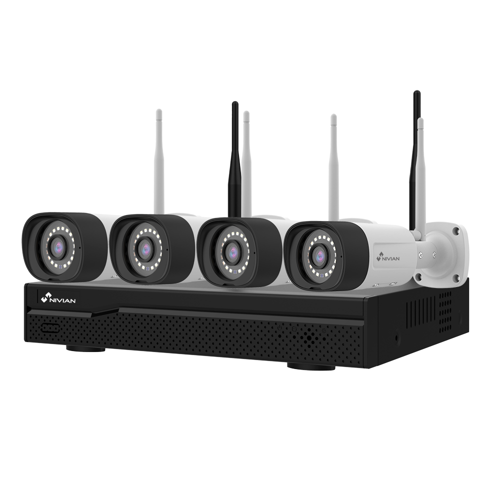 NIVIAN WiFi CCTV kit - NVR 16 kanaler - 4 Forregistrerede 3 Mpx kameraer - Egnet til udendørs brug IP66 - Plads til 1 Harddisk - Esaecloud App og Software
