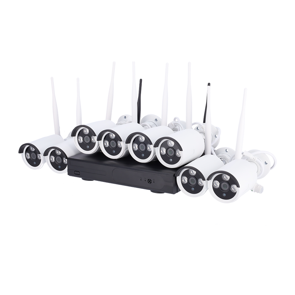 NIVIAN WiFi CCTV kit - NVR 10 kanaler - 8 Forregistrerede 3 Mpx kameraer - Ekstra kameraer NV-CAM30W - Plads til 1 Harddisk - Esaecloud App og Software