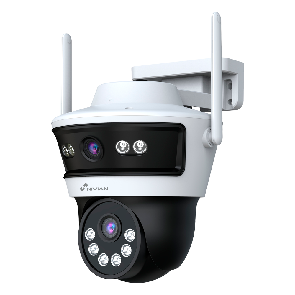Motoriseret PT Kamera 3MP 2K - Kompatibel med NIVIAN WIFI CCTV KITS - Opløsning 3 Mpx / H.265+ - 4 mm Linse - IR LEDs Array Rækkevidde 20 m - Vejrbestandig IP66