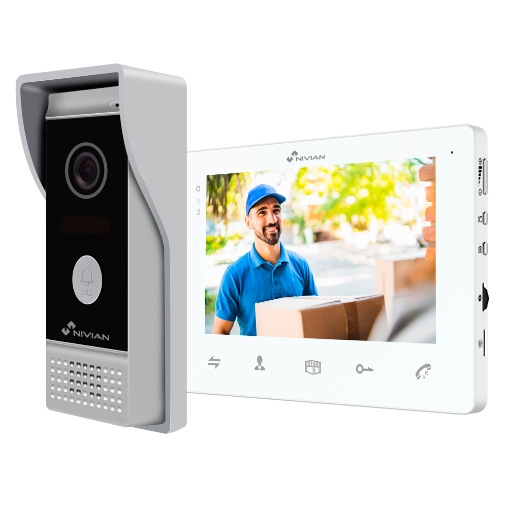 Video-intercom kit - Analog teknologi - Inkluderer panel og monitor - Tilslutning til 2 ledninger - Plug And Play Installation - Påbygningsmontering