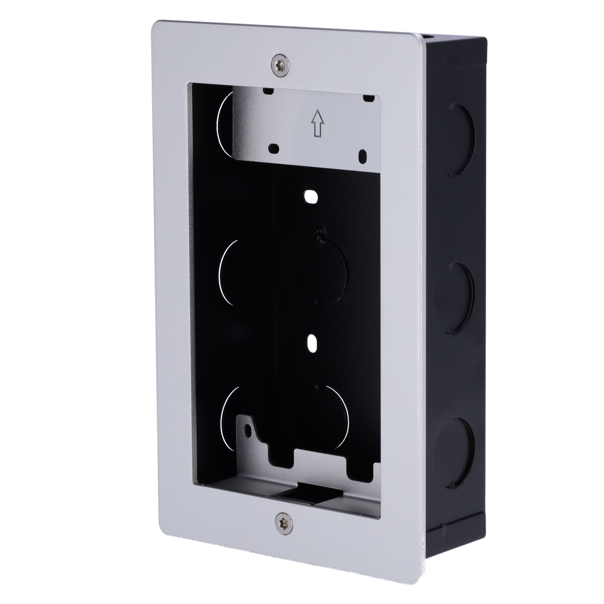 Frontpanel og forsænket monteringsboks - Akuvox-specifik AK-R20A - Panel: 120 (H) x 189 (B) x 3 (D) mm - Boks: 179 (H) x 116 (B) x 50 (D) mm - Lavet af aluminium og galvaniseret stål