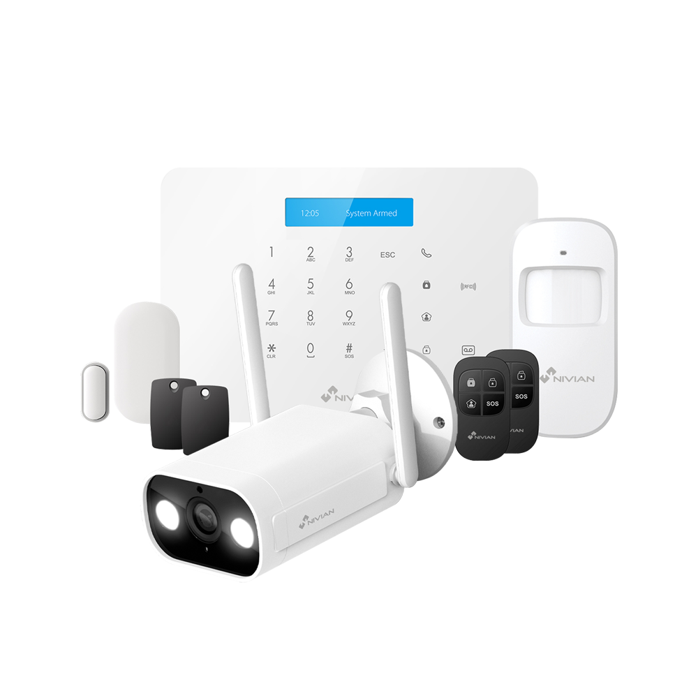 Nivian Smart Alarm Kit - Touchpad og RFID læser - WiFi og GSM kommunikation - Trådløs 868 MHz & 433 MHz - Op til 60 trådløse enheder - Kompatibel med Tuya platformen