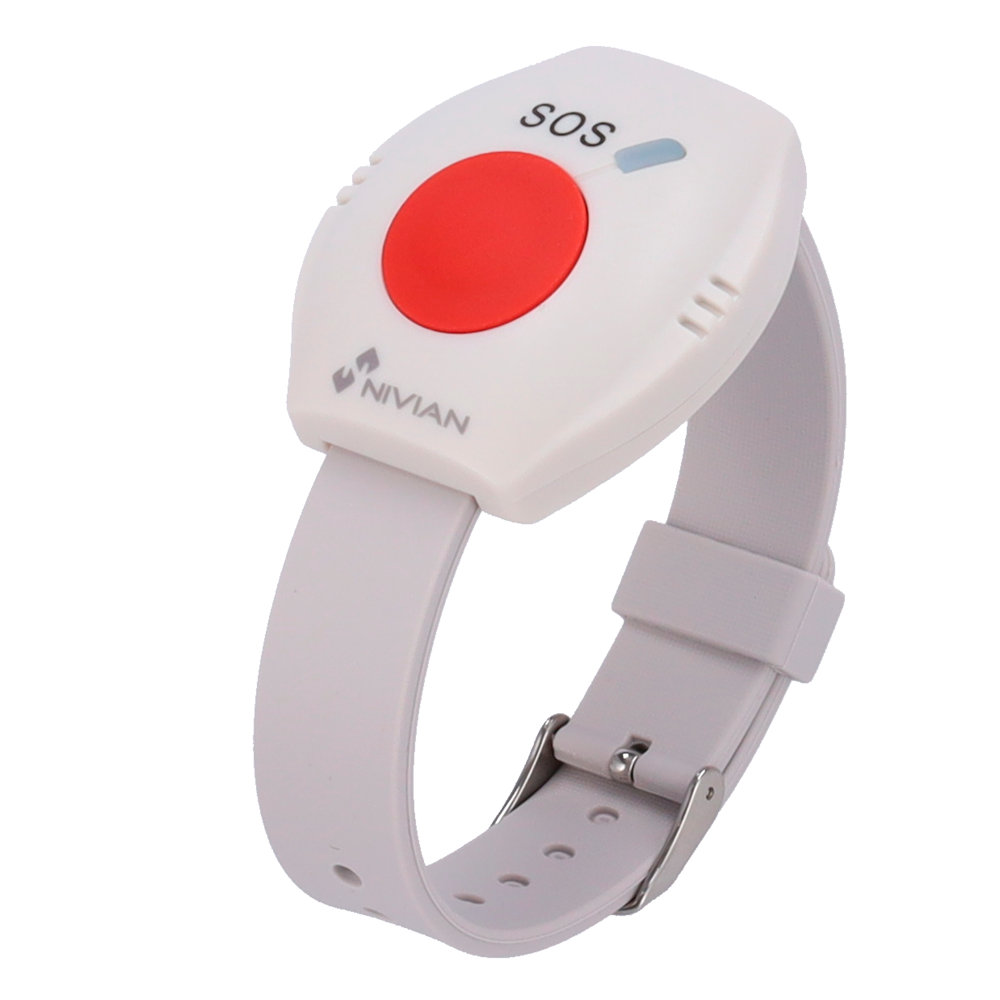 Nivian Smart - Nødknap i armbånd - Kompatibel med mobilapp - LED-indikator - Trådløs 433MHz - Fungerer med Nivian Alarmsystemer