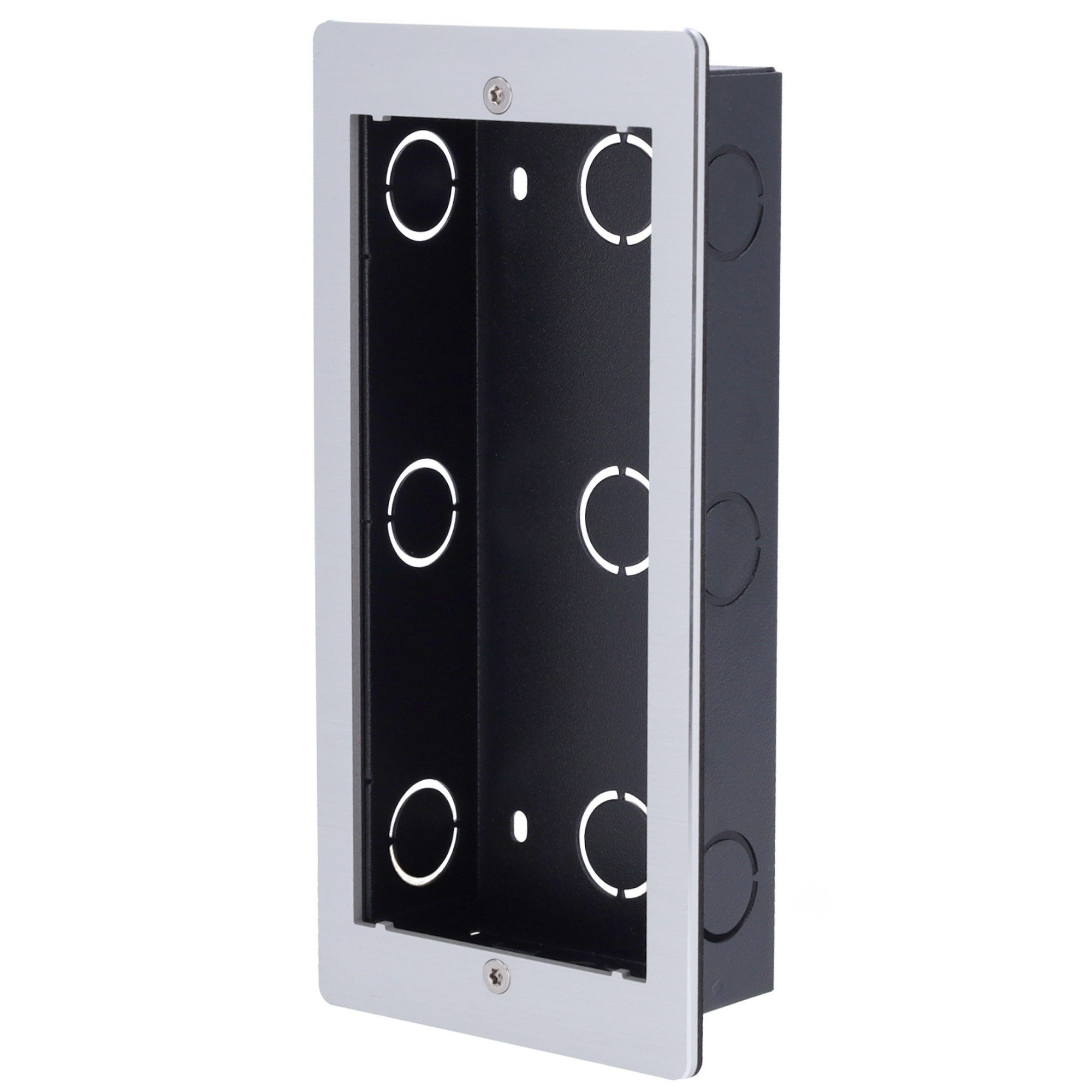 Frontpanel og indbygningsboks - Akuvox-specifik AK-R20B(K)-xB - Panel: 226 (H) x 108 (B) x 3 (D) mm - Boks: 225 (H) x 106 (B) x 39 (D) - Fremstillet af aluminium og galvaniseret stål