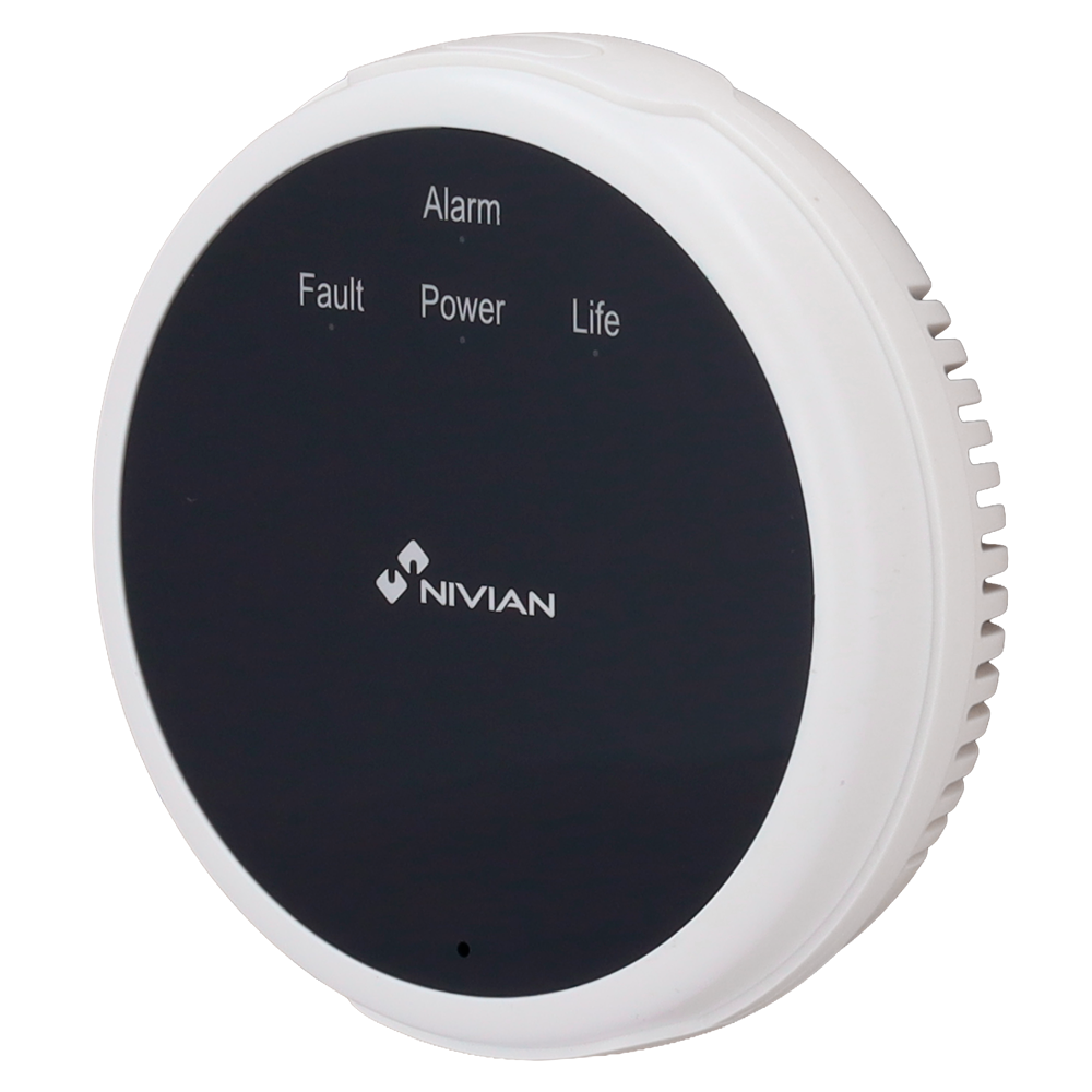 Nivian Smart - Gaslækagesensor - USB-C strømforsyning - Advarselslys / Sirene >70dB - 24 timers drift - Kompatibel med Nivian alarmsæt