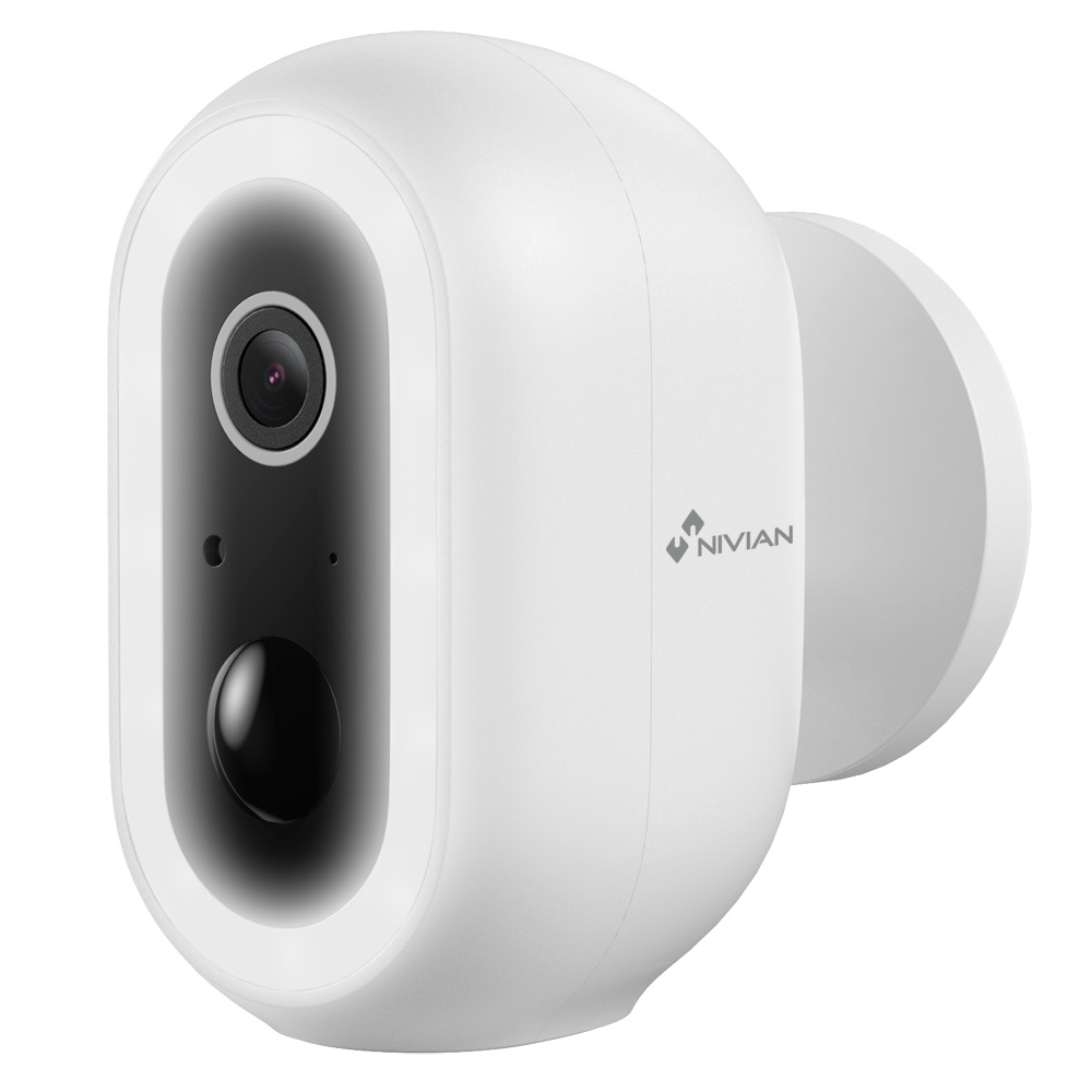 Nivian Smart Camera 3MP 2K - Wifi 2.4 GHz - Egnet til udendørs brug: IR op til 8 m - Batteri 5200mAh / PIR / Persondetektion - Optagelse til MicroSD kort eller Cloud - TUYA Smart / Google / Alexa Compatible
