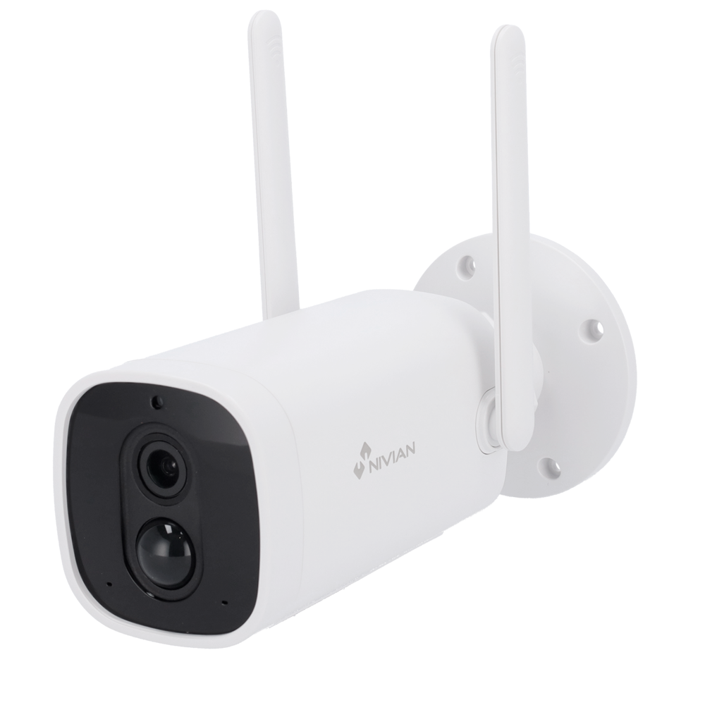 Nivian Smart Camera 1080p - Wifi 2.4 GHz - Egnet til udendørs brug: IR op til 8 m - Batteri 10400mAh / PIR / Persondetektion - Optagelse til MicroSD kort eller Cloud - TUYA Smart / Google / Alexa Compatible