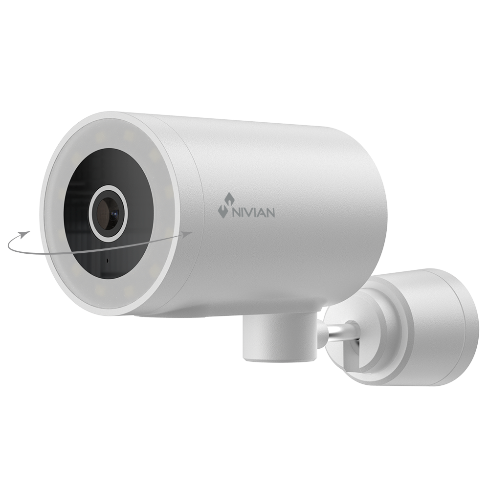 Nivian Smart Camera 2.5K 4MP - Wifi 2.4 GHz | Udendørs IP65 - Horisontal bevægelse | IR 10 m | Full Color - Persondetektion | Autotracking - Optagelse til MicroSD kort eller Cloud - TUYA Smart / Google / Alexa Compatible