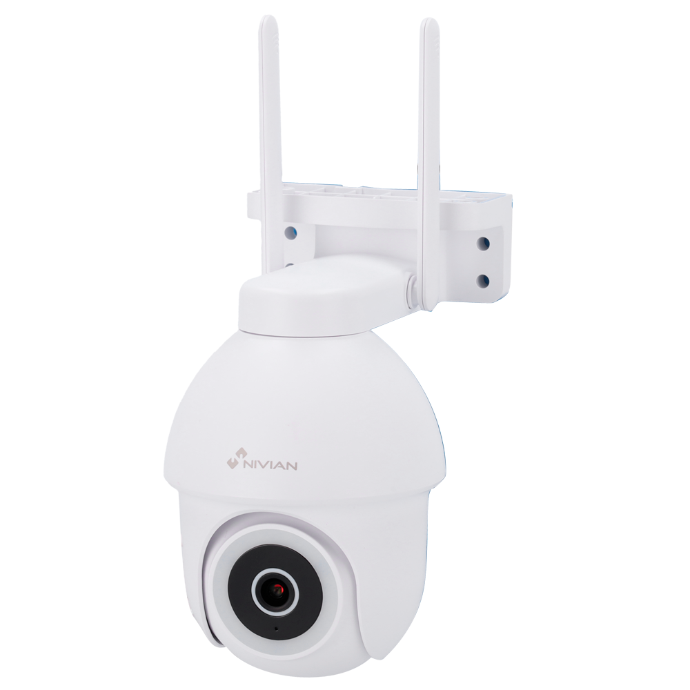 Nivian Smart Kamera 2.5K 4MP - Black Light Full Color | Pan & Tilt | IR 10 m - WiFi6 2.4 GHz | Udendørs IP65 - Persondetektion - Optagelse til MicroSD kort eller Cloud - TUYA Smart / Google / Alexa Kompatibel