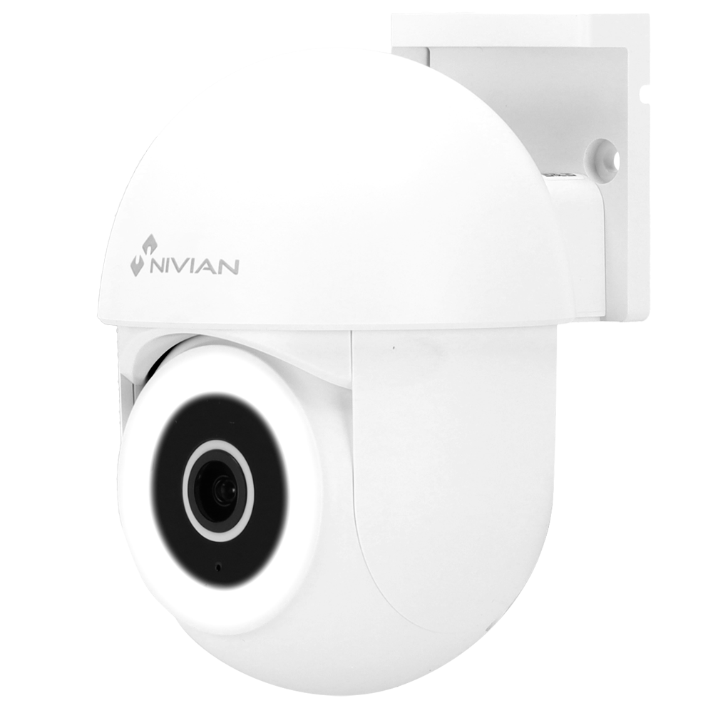 Nivian Smart Kamera 2K - Wifi 2.4 GHz | Udendørs IP65 - IR op til 10 m | Hvidt LED spot - Motoriseret PT kontrol / Autosporing - Optagelse til MicroSD kort eller Cloud - TUYA Smart / Google / Alexa Kompatibel