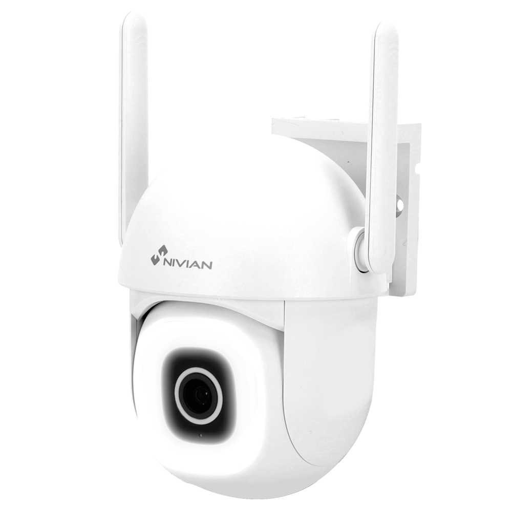 Nivian Smart Kamera 2K - Wifi 2.4 GHz | Udendørs IP65 - IR op til 10 m | Hvidt LED spot - Motoriseret PT kontrol / Autosporing - Optagelse til MicroSD kort eller Cloud - TUYA Smart / Google / Alexa Kompatibel
