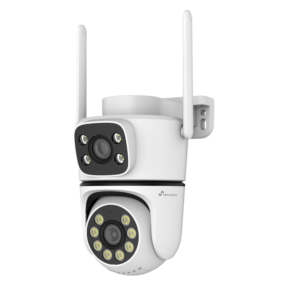 Nivian Smart Kamera 2K / 3MP - Dual Wifi 2.4 og 5 GHz | Udendørs IP65 - Rækkevidde til 10 m - Motoriseret PT kontrol / Autosporing - Optagelse til MicroSD kort eller Cloud - TUYA Smart / Google / Alexa Kompatibel