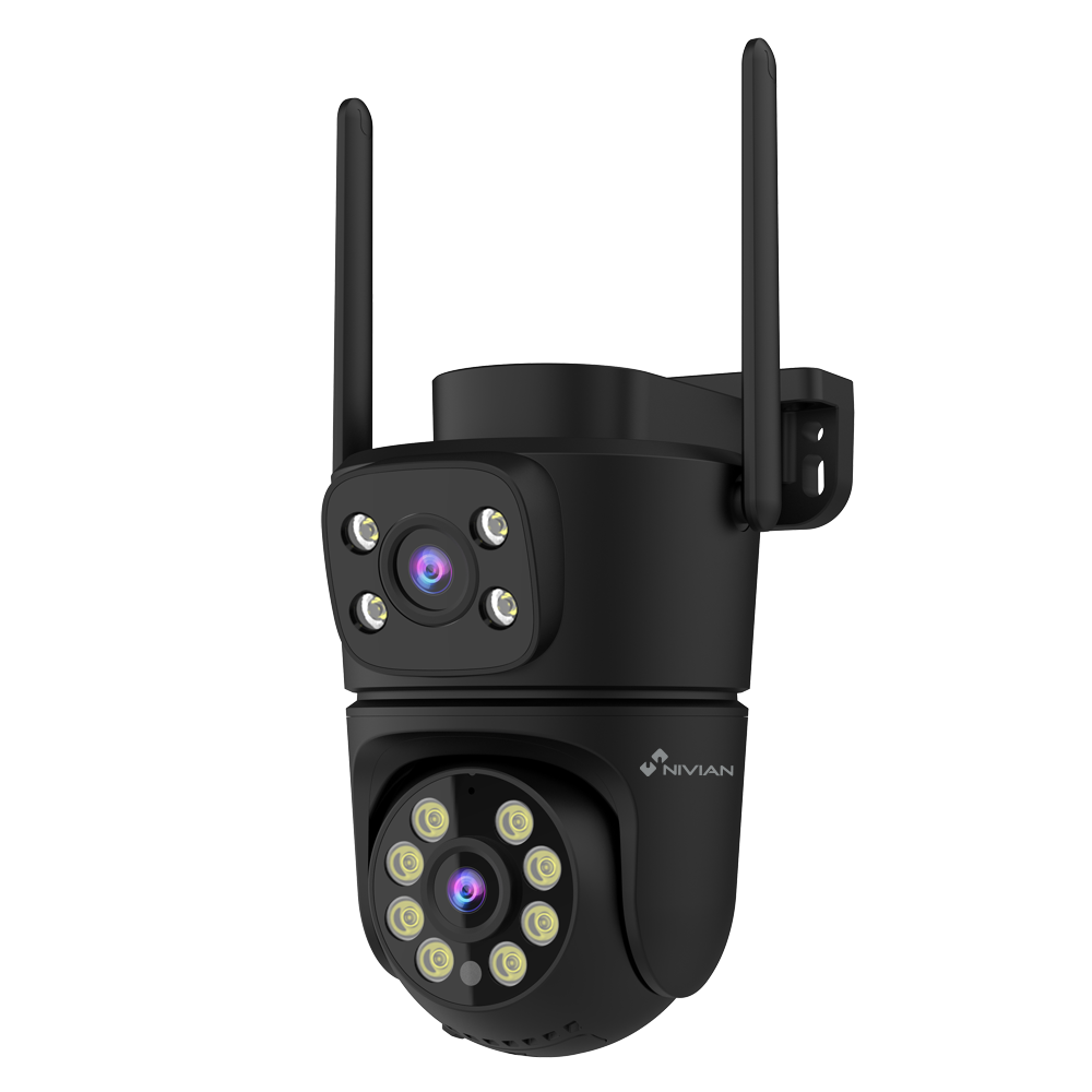 Nivian Smart Kamera 2K / 3MP - Dual Wifi 2.4 og 5 GHz | Udendørs IP65 - Rækkevidde til 10 m - Motoriseret PT kontrol / Autosporing - Optagelse til MicroSD kort eller Cloud - TUYA Smart / Google / Alexa Kompatibel