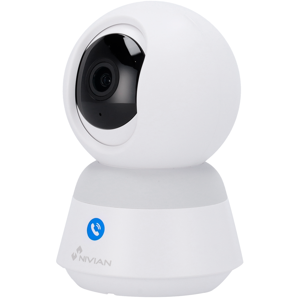 Nivian Smart Camera 2.5K 4MP - Opkaldsknap | Fysisk privatlivstilstand - WiFi 2.4 GHz | IR 10 m - Persondetektion | Autotracking - Optagelse til MicroSD kort eller Cloud - TUYA Smart / Google / Alexa kompatibel