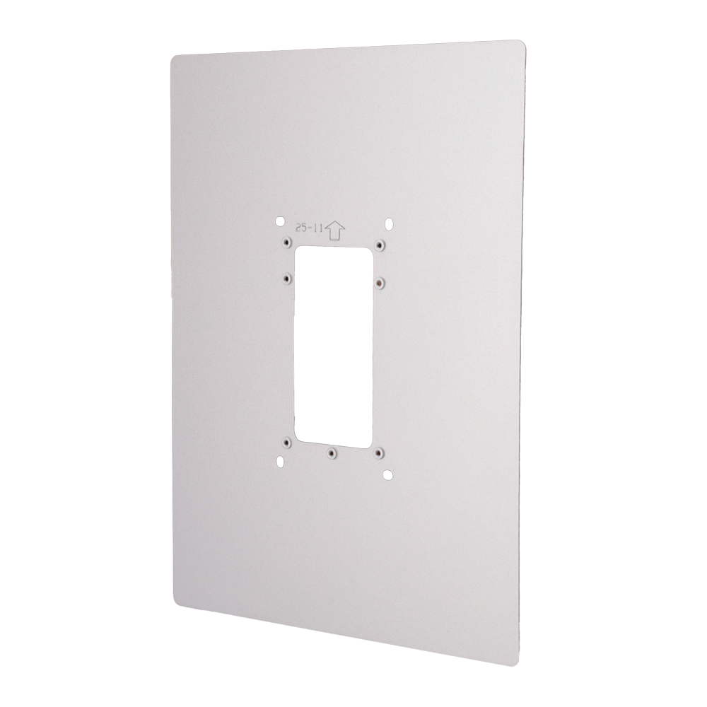 Udskiftningsramme - Dækker tidligere installationsmærker - Specifik til Akuvox videodørtelefoner - Kompatibel med AK-R20x og AK-R25x plader - Dimensioner: 310 (H) x 225 (B) x 1 (D) mm - Fremstillet af aluminium