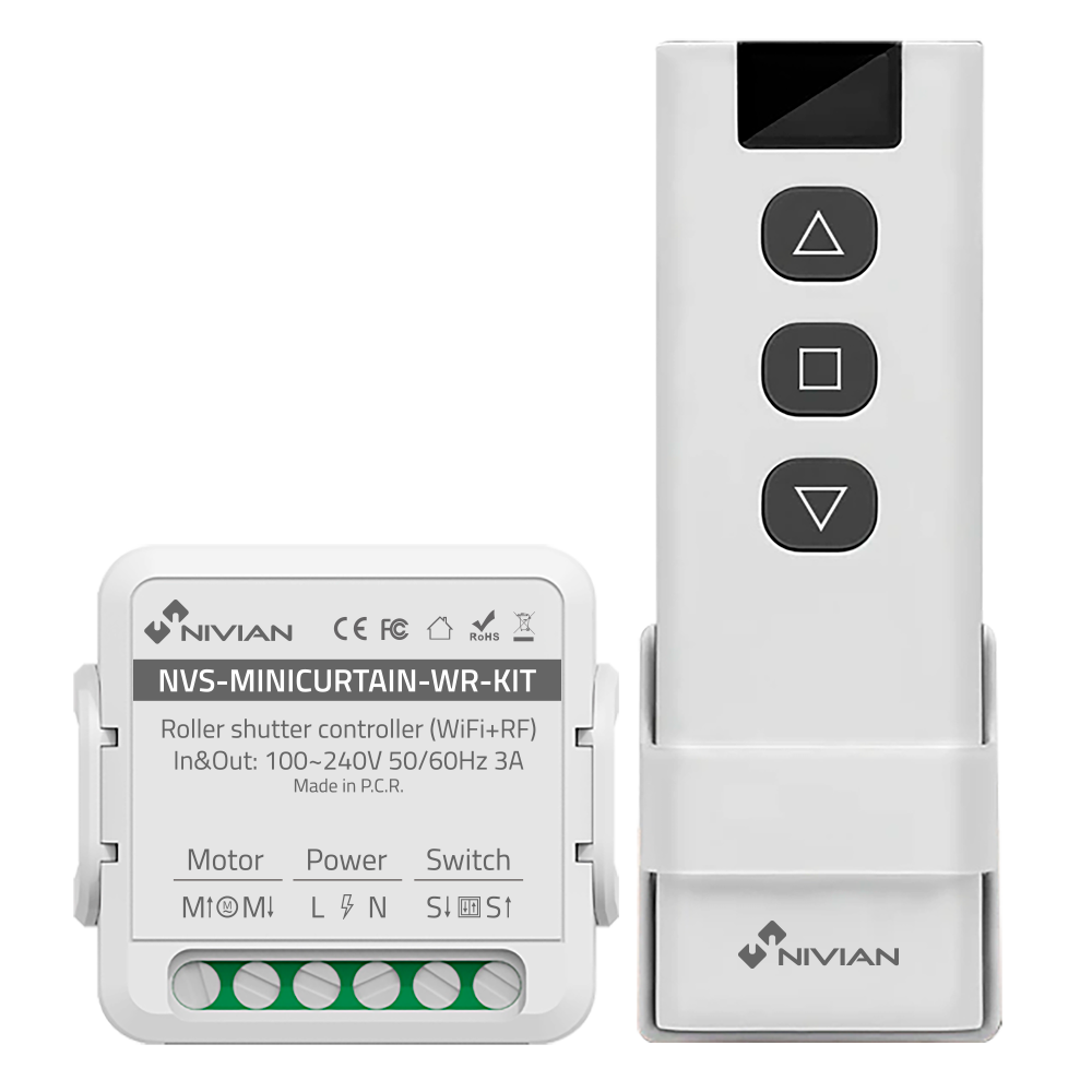 WiFi rullegardinsmotor controller - WiFi 2.4 GHz IEEE802.11 b/g/n - Maksimal belastning 10A - Overspændingsbeskyttelse - Kompatibel med TUYA Smart - Kompatibel med Alexa og Google Assistant