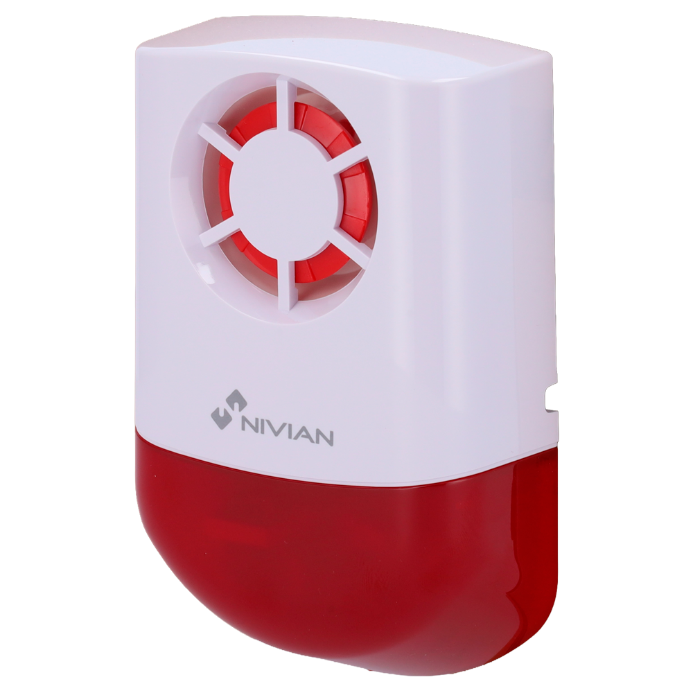 Nivian Smart - Udendørs sirene - Backup batteri - Advarselslampe / Sirene 120dB - Trådløs 433MHz - Kompatibel med Nivian alarm kits