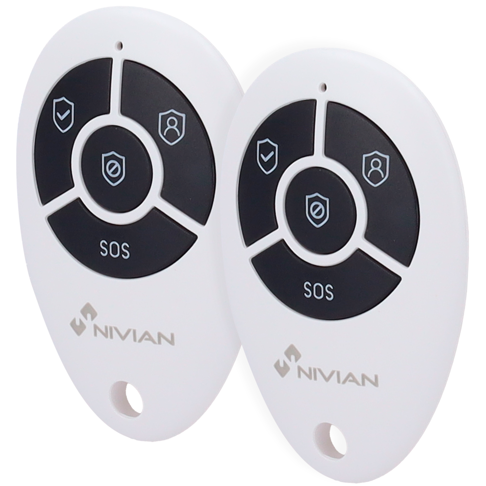 Nivian Smart - Fjernbetjening - Aktiveret, deaktiveret, delvis og panik - Led indikator - Trådløs 433MHz - Kompatibel med Nivian Smart Alarmpanel