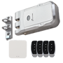 Usynlig WiFi dørlås - Åbning via fjernbetjening og APP - Overflademontering på enhver dør - Dobbelt motor (backup ved fejl) - Dobbelt batteri (backup til hovedbatteri) - Automatisk lukning med dørsensor