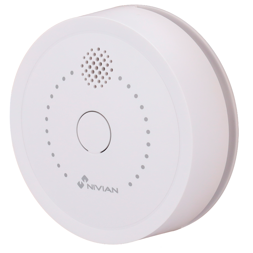 Nivian Smart - Røgdetektor brandvarsler - Lithium batteri 10 år - Advarselslyste / Sirene 85dB - 24 timers drift - Kompatibel med Nivian Smart alarmpanel