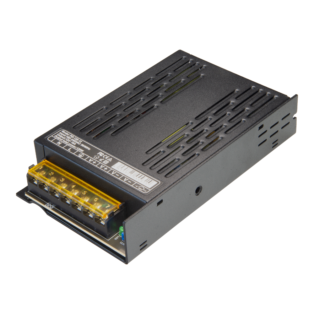 Switching strømforsyning - AC input 100 V ~ 240 V - 2 outputs - DC Output 12 V / 120 W - Justerbar output spænding 1.5V - Metalkabinet