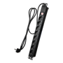 Strømskinner - Designet til standardiserede 19" racks - 8 stik op til 250VAC / 16 A max. - Størrelse 1U til nem installation - 2 m kabel - Sort
