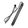 Strømskinner - Rack format 1U - 9 stik op til 250VAC / 16 A max. - Tænd/sluk kontakt - Sort