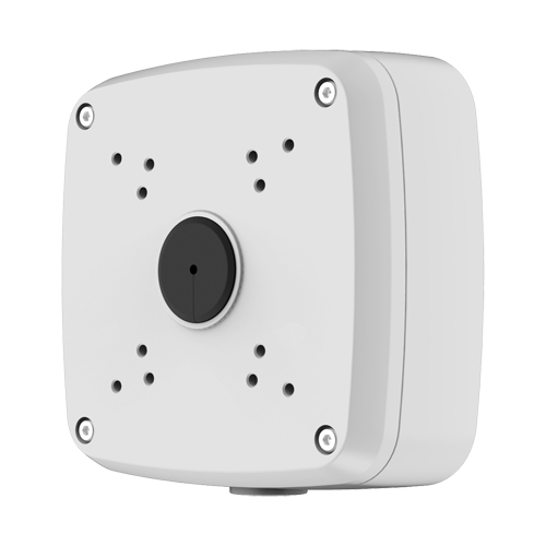 Junction box - Til dome og bullet kameraer - Egnet til udendørs brug IP66 - Væg- eller loftsmontage - Kabelgennemføring - Hvid farve 135 (H) x 135 (W) x 55 (D) mm