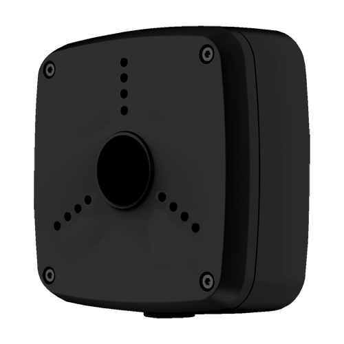 Junction box - Til bullet og dome kameraer - Egnet til udendørs brug - Væg- eller loftsmontage - Sort farve 56 mm (H) x 134 mm (Ø) - Kabelgennemføring