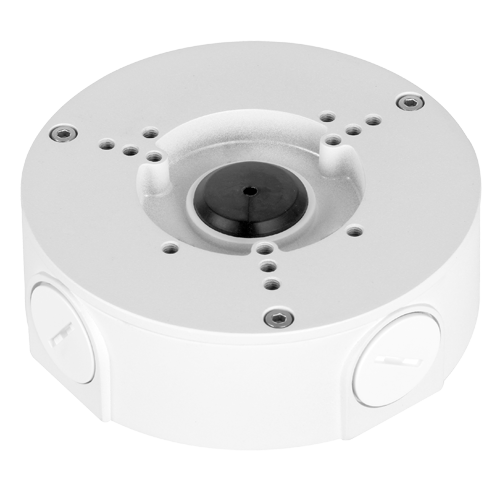 Junction box - Til bullet og dome kameraer - Egnet til udendørs brug - Væg- eller loftsmontage - Kabelgennemføring - Hvid farve 41 mm (H) x 124 mm (Ø)