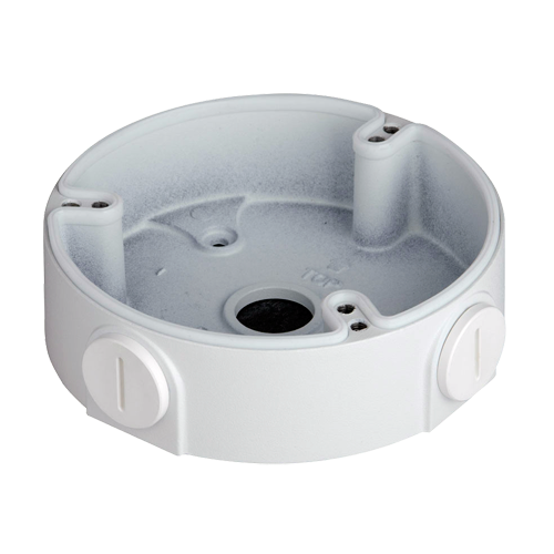 Junction box - Til dome kameraer - Egnet til udendørs brug - Væg eller loft montage - Kabelgennemføring - Hvid farve 32 (H) x 110 (Ø) mm