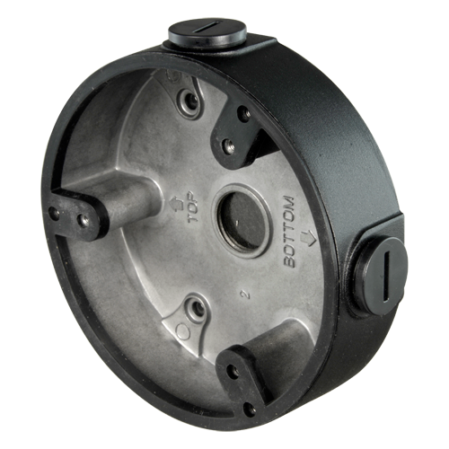 Junction box - Til dome kameraer - Egnet til udendørs brug - Væg eller loft montage - Kabelgennemføring - Sort farve 34 (H) x 122 (Ø) mm
