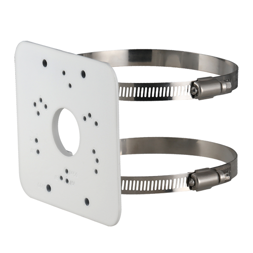 Mastemonteringsbærer - Til bullet og dome kameraer - Diameter 80~150 mm - Til udendørs brug - Hvid farve | 114 (H) x 125,6 (B) x 20 (D) mm - Kabelføring