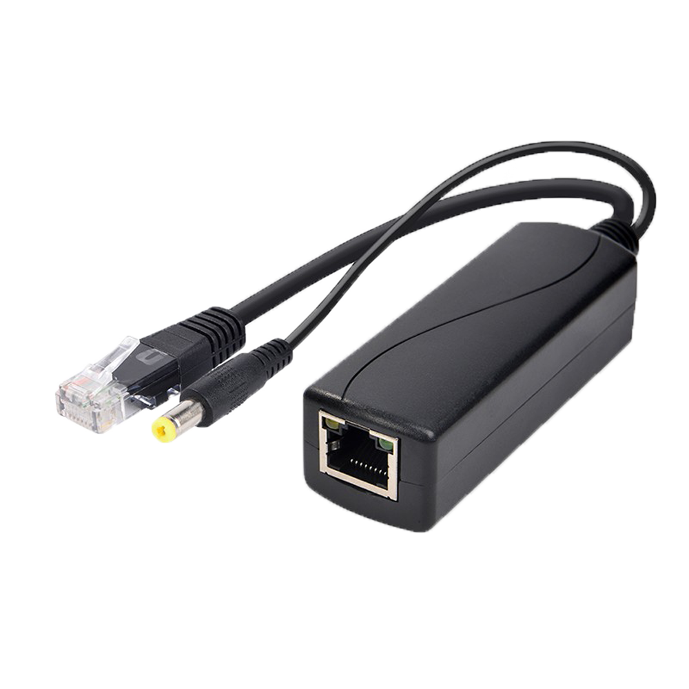 PoE Splitter - Til IP kameraer uden PoE - Input RJ45 (PoE) / Output RJ45 og jack - Hastighed 10/100Mbps - Maks effekt 30 W / DC 12 V / 2A - PoE IEEE802.3af / PoE IEEE802.3at