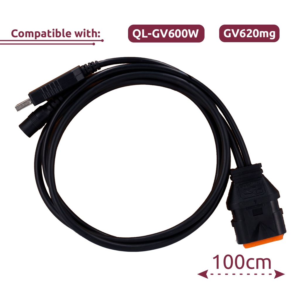 Konfigurationskabel - Kompatibel med QL-GV600W & GV620mg - Længde 100cm - Strømforsyning 12V DC 1A