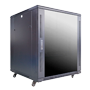 Rack gulvskab - Op til 18U rack af 19"(800*800) - Op til 800 kg belastning - Med ventilation og kabelgennemføring - 4 blæsere, 2 bakker og PDU 6 stik - Leveres usamlet