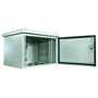 Rackskab til væg - Op til 6U rack på 19" - Op til 100 kg belastning - Med ventilationsgitre og kabelforskruninger - Kapslingsgrad IP65 - 8 indgange til ledningsføring / 2 blæsere