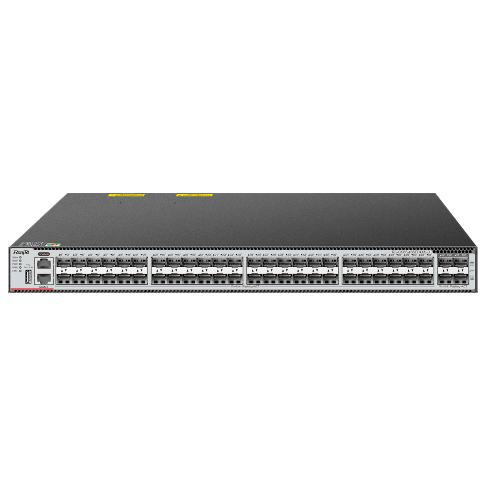 Ruijie Switch Cloud Manageable L3 - 48 SFP porte + 8 SFP+ porte - 48 Gigabit porte + 8 porte 10G - VLAN/Port Isolation/STP/RSTP/ACL/QoS/RIP/BGP - LACP/DHCP Snoop/IGMP Snoop/RIP/OSPFv2-v3/BGP4 - Rackmontering