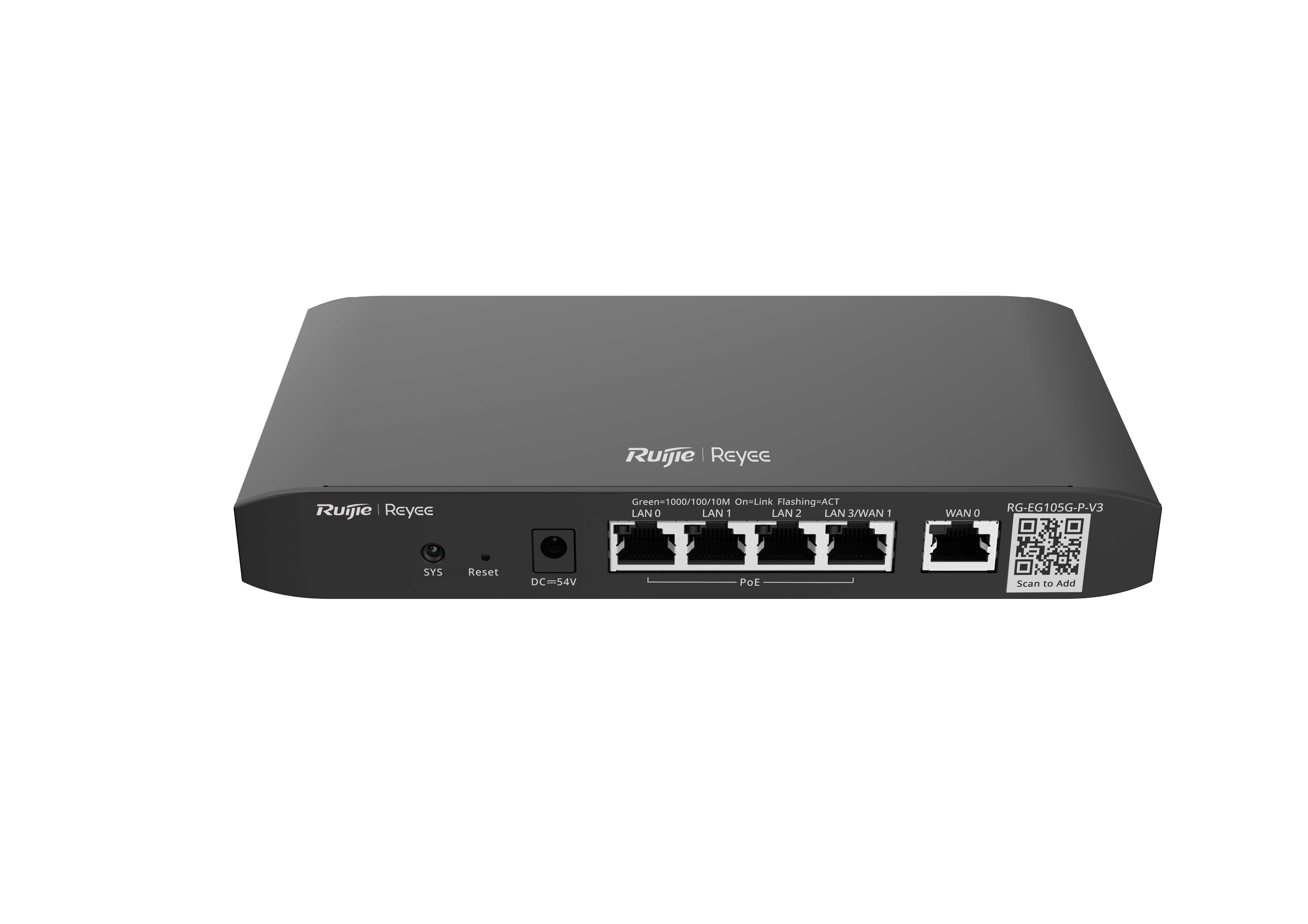 Reyee Router PoE Cloud Controller - 4 PoE+ Porte RJ45 GE + 2 Porte RJ45 GE - 5 RJ45 10/100/1000 Mbps Porte - Understøtter op til 2 WAN til failover eller load balancing - Op til 600 Mbps båndbredde - VPN server IPSec, L2TP, PPTP, OpenVPN