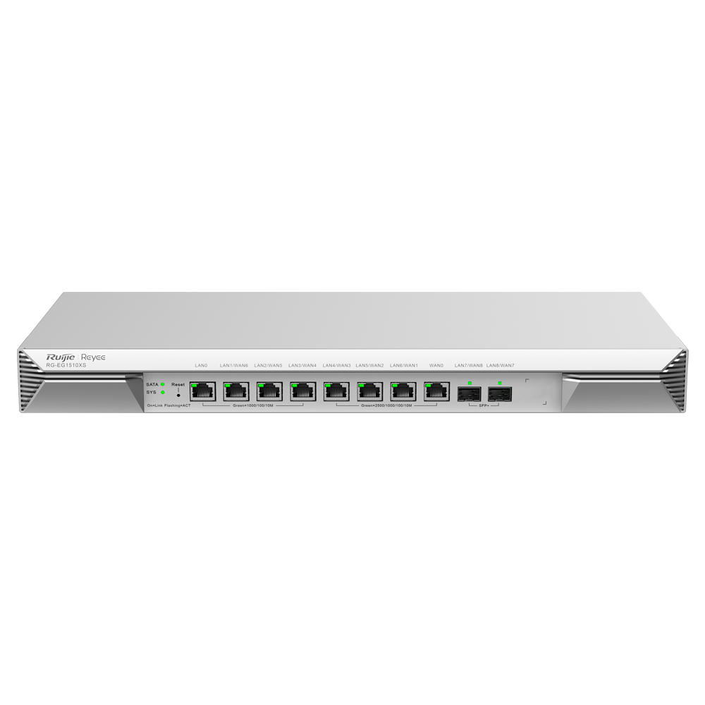 Reyee Router Cloud - 8 RJ45 Porte + 2 SFP+ 10Gigabit - Grundlæggende Firewall Funktioner - Understøtter op til 7 WAN til failover eller load balancing - Op til 4000 Mbps båndbredde - Op til 1500 anbefalede brugere