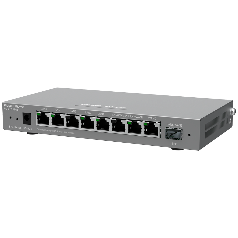 Reyee Router Cloud Controller - 8 RJ45 10/100/1000 Mbps Porte - 1 SFP LAN/WAN Port - Understøtter op til 4 WAN til failover eller load balancing - Op til 600 Mbps båndbredde - VPN server IPSec, L2TP, PPTP, OpenVPN