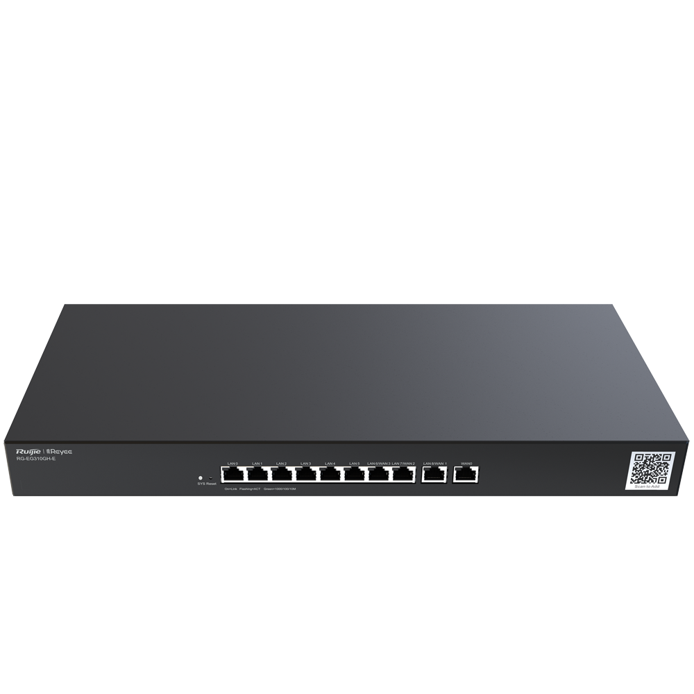Reyee Router Cloud Controller - 9 LAN Porte + 1 WAN Port - 10 RJ45 10/100/1000 Mbps Porte - Understøtter op til 4 WAN til failover eller balancering - Op til 1500 Mbps båndbredde - VPN server IPSec, L2TP, PPTP, OpenVPN