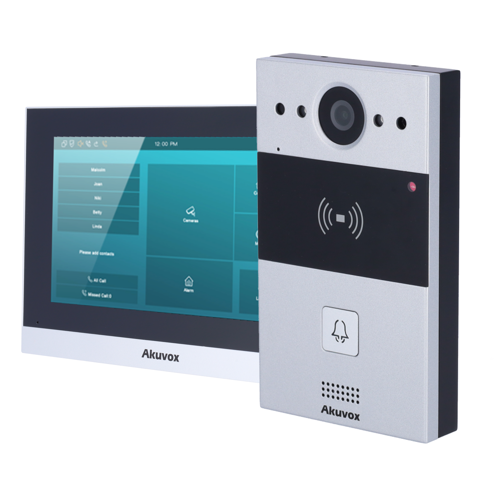 Linux video intercom kit - 2 ledninger & WiFi | Panel og monitor - Krystalklart tovejs-audio - EM/MF og NFC læser - 1 relæudgang | Hærværkssikker - Forbindelse via Cloud