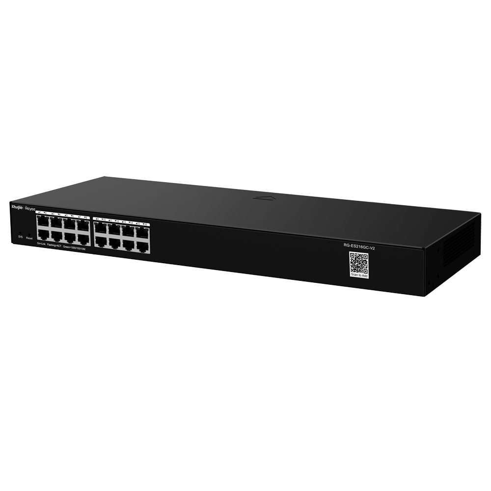 Reyee Switch Cloud - 16 RJ45 Gigabit porte - Porthastighed 10/100/1000 Mbps - Plug & Play - VLAN/Port Isolation/Loop Detection - Port Speed Limit